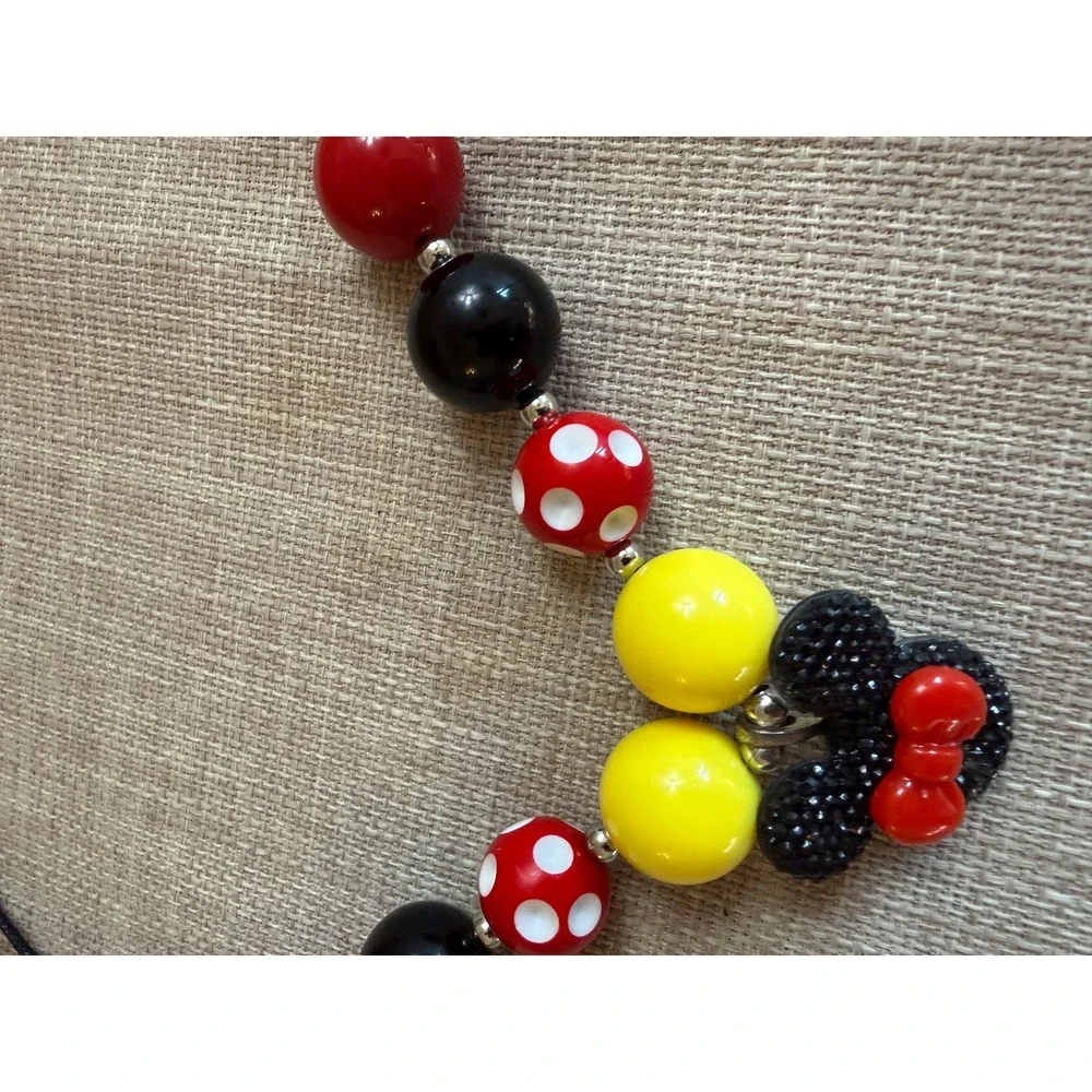Mouse Chunky Bubblegum Bead Necklace Girls Red Black Yellow OS